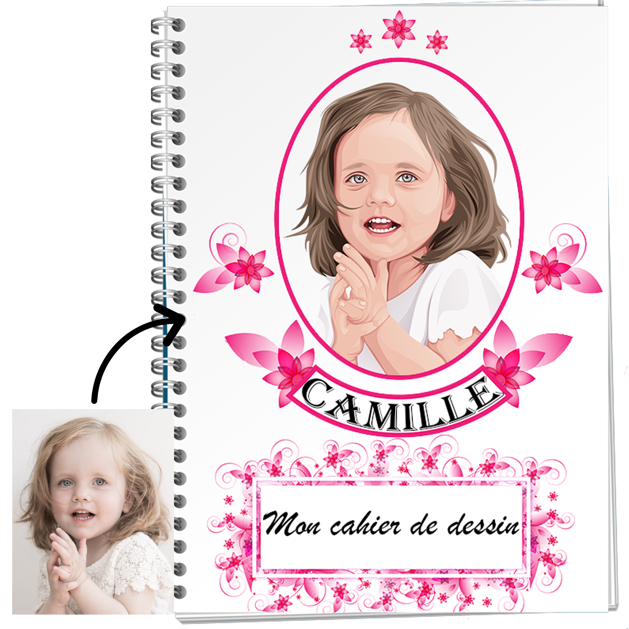 Carnet - Cahier d'écriture - Fille - Vogel - Amour - Motifs - Fille - Kids  - Enfants 
